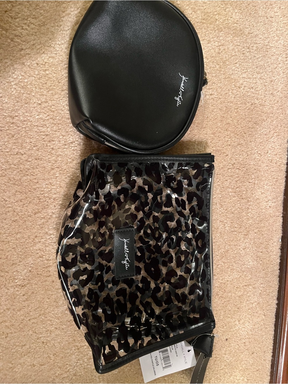 NWT Set of 2 Kendall & Kylie Cosmetic Makeup Bags Black Leopard Animal Print